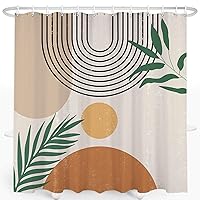 Sun Shower Curtain, Boho Mid Century Shower Curtains, Minimalist Abstract Arch Simple Sun Modern Beige Machine Washable Waterproof Fabric for Bathroom Decor with 12 Hooks, 72Wx72H Inch 01