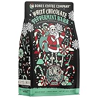 Bones Coffee Company White Chocolate Peppermint Bark Ground Coffee Beans | 12 oz Flavored Coffee Gifts | Low Acid Medium Roast Coffee Beverages (Ground)