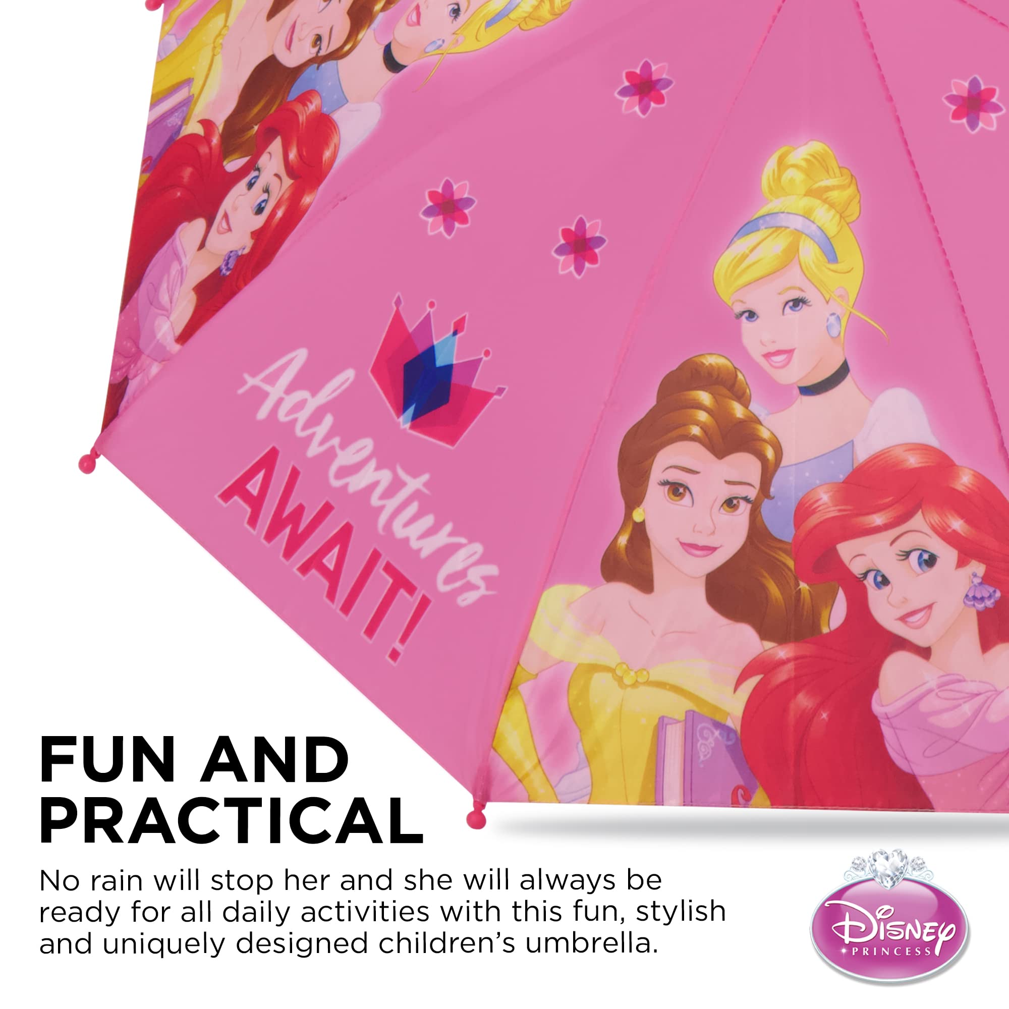 Disney Kids Umbrella, Frozen/Princess/Minnie Mouse Toddler and Little Girl Rain Wear for Ages 3-6