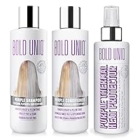 Bold Uniq Purple Shampoo, Conditioner & Purple Heat Protectant Spray Bundle. Eliminate Brassy Yellow tones. Thermal Shield Protection. Paraben & Sulfate Free. Vegan & Cruelty Free.