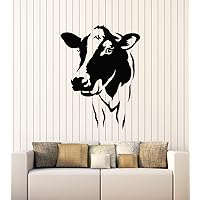 Large Vinyl Wall Decal Cow Head Animal Dairy Farm Milk Village Decor Stickers Mural (g6780) Black
