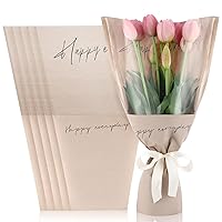 Harloon 100 Pcs Flower Wrapping Bags 11 x 5.1 x 17.3in Kraft Paper Flower Sleeves for Bouquet Clear Flower Wrapping Paper Multiple Flower Packaging Bag for Mother's Day Anniversary Wedding (Nude)