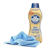 Black Swan Distributors - Bar Keeper's Friend Soft Cleanser (26 oz) & Non-Abrasive, Washable Microfiber Cleaning Cloth (15x15 in) - Home Cleaning Supplies Kit