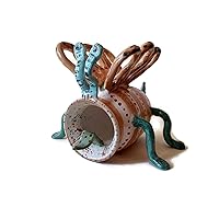 Ceramic Sculpture, Decorative Imaginary Animal, Handmade Colorful Pottery