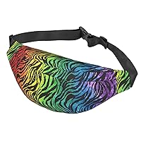 Waist Bag Rainbow Zebra Print Fanny Packs, Crossbody Bags For Men Women Chest Bag with Adjustable Strap Lightweight Belt Bag For Sports Hiking