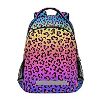 ALAZA Rainbow Leopard Print Neon Cheetah Backpack Purse for Women Men Personalized Laptop Notebook Tablet School Bag Stylish Casual Daypack, 13 14 15.6 inch