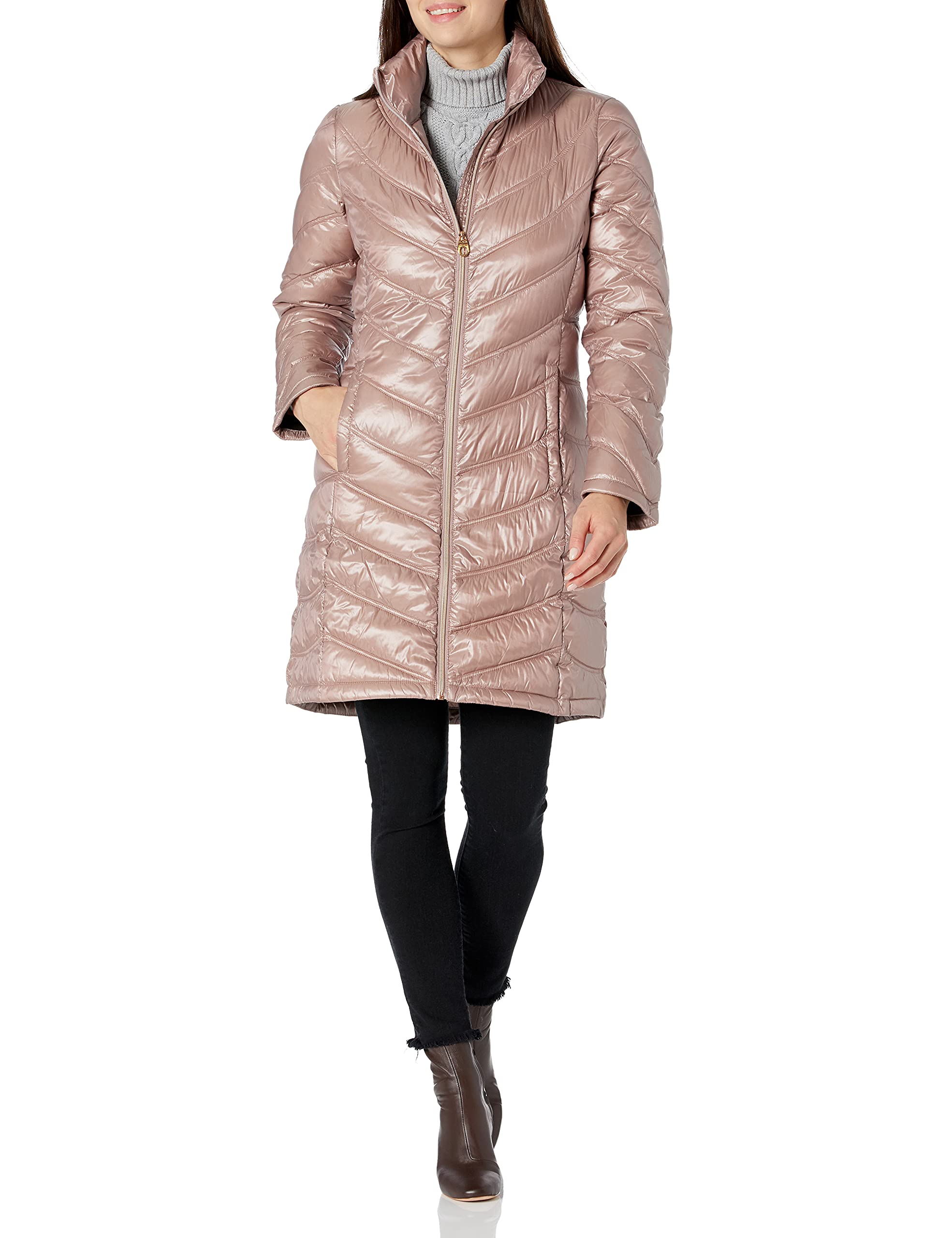 Calvin Klein Women's Chevron Quilted Packable Down Jacket (Standard and Plus)