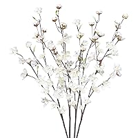 4pcs Artificial Cherry Blossom Flowers 28‘’ Tall Silk Cherry Blossom Branches Faux White Peach Stems for Wedding Home Garden Vase Decor