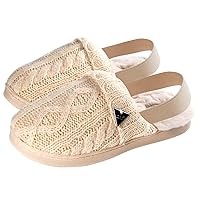 Cable Sweater Slippers, Slingback, Warm Cozy And Stylish, Breathable, Cable Pattern Ivory And Black Colors, Strong Strap And Durable Soles, Toddler To Teens.