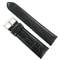 18mm Genuine Calfskin Leather Alligator Grain Padded Black Watch Band Strap - by Milano Watchbands