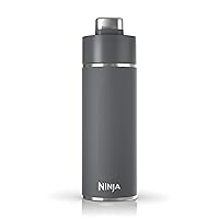 Ninja DW2401GY Thirsti 24oz Travel Water Bottle, For Carbonated Sparkling Drinks, Colder and Fizzier Longer, Leak Proof, 24 Hrs Cold, Dishwasher Safe, Stainless Steel Insulated Tumbler, Charcoal Gray