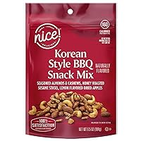 Sweet & Spicy Koreon Style BBQ Blend Snack Trail Mix, 6.5 oz Resealable Zip Bag (SimplyComplete Bundle) Nice: Seasoned Almonds & Cashews, Honey Roasted Sesame Sticks, Lemon Flavored Dried Apples