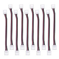 JACKYLED 10-Pack 5050 3528 RGB LED Light Strip Connectors 4-Pin 10mm Wide Solderless Strip to Strip Jumper Extension Wire Angle Connector for Kitchen Cabinet Bedroom DIY LED Strip Project
