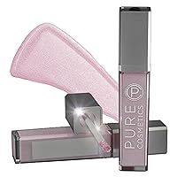 Pure Illumination Lip Gloss with Light and Mirror - Hydrating, Non-Sticky Lanolin Lip Glosses in Push Button LED-Lit Lip Gloss Tube for Easy On-The-Go Application, Shimmer