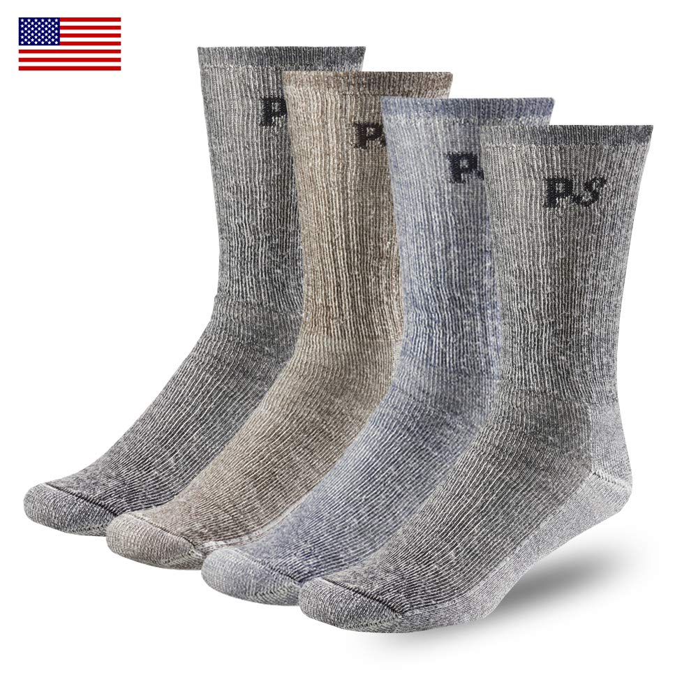 People Socks Men's Women's Merino wool crew socks 4 pairs 71% premium with Arch support Made in USA