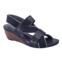 Ros Hommerson Women's Wynona Strappy Wedge Sandal,Black Leather,US