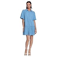 Donna Morgan Women's Button Down Shirt Dress with Ruffle Hem