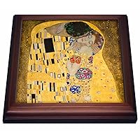 3dRose The Kiss C 1907 by Gustav Klimt Romantic Lovers Embrace Romance Gold Famous Classical Fine Art Trivet with Ceramic Tile, 8