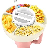 BABORUI Snack Tray for Stanley 30 oz Tumbler with Handle, Tumbler Snack Bowl Compatible with Stanley Cup 30 oz, Reusable Snack Ring for Stanley Cup Accessories(Silicone White)