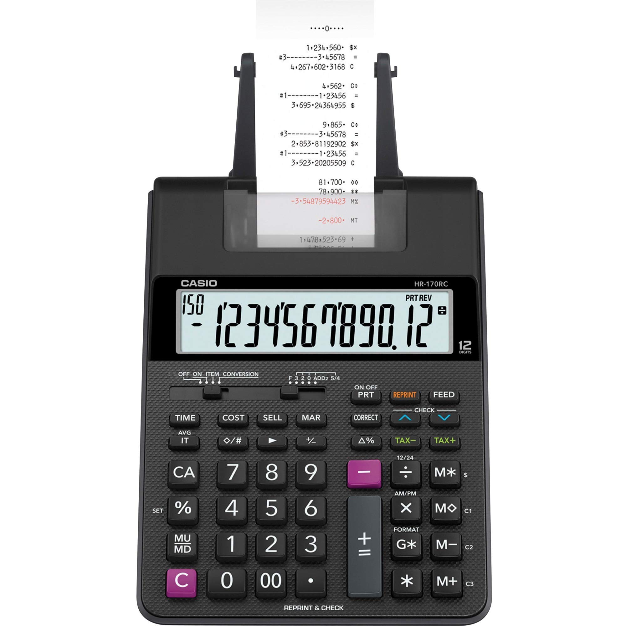 Casio HR-170RC Printing Calculator, Black, 2.6