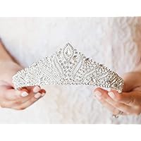 SWEETV Anastasia Tiaras and Crowns for Women, Wedding Tiara for Bride, Rhinestone Queen Crown, Silver Crystal Princess Headpieces for Prom Costume Party