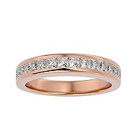 Certified 18K Gold Ring in Princess Cut Natural Diamond (0.97 ct) With White/Yellow/Rose Gold Wedding Ring For Women