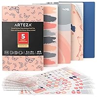 ARTEZA Pocket Notebooks, Set of 5, 5 x 8 Inches, 40 Sheets Each, Butterfly Designs, 2 Dotted, 2 Ruled, and 1 Blank Softcover Journal with Smooth Paper, Art Supplies for Writing and Sketching