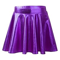 iiniim Big Girls Shiny Metallic Pleated Wrap Skirt with High Elastic Waistband A-Line Mini Skater Skort Dancing Dress