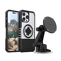 Rokform - iPhone 14 Pro Max Dual Magnet & MagSafe Compatible Crystal Case + Magnetic Windshield Suction Phone Mount