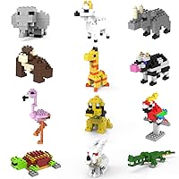 Mini Building Blocks Animals,Party Favors for Kids,12 in 1 Stem Toys Building Sets, Assorted Mini Animals Building Blocks Sets for Goodie Bags, Prize,Cake Topper