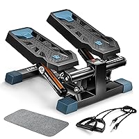 Steppers for Exercise at Home, Mini Stepper with Resistance Bands, Stair Stepper Machine with Max 350LBS Loading Capacity, Portable Home Exercise Equipment for Full Body Workout