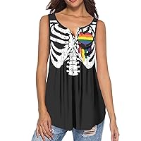 Women's Sleeveless Summer Tank Shirts Plus Size, Vacation Classic-Fit Shirt Cami Tops, Breathable Beach Cover up