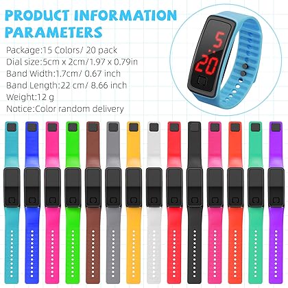 20 Pack Silicone LED Watch Kids Unisex LED Wrist Watch Student Electronic Party Favor Watches for Kids Watches Creative Touch Screen Watch Birthday Party Return Gifts