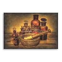 Pharmacy Wall Art Vintage Medicine Bottle Black And White Poster (4) Canvas Painting Posters And Prints Wall Art Pictures for Living Room Bedroom Decor 12x18inch(30x45cm) Unframe-style