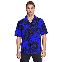 Video Game Blue Men's Hawaiian Shirts Short Sleeve Button Down Vacation Mens Beach Shirts