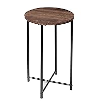 Honey-Can-Do Round Side Table with X-Pattern Base, Natural TBL-09247 Black,20 lbs