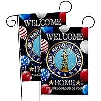Breeze Decor Welcome Home Army National Guard Flag 2pcs Pack Armed Forces ANG United State American Military Veteran Retire Official House Banner Small Yard Gift Double-Sided, Made in USA