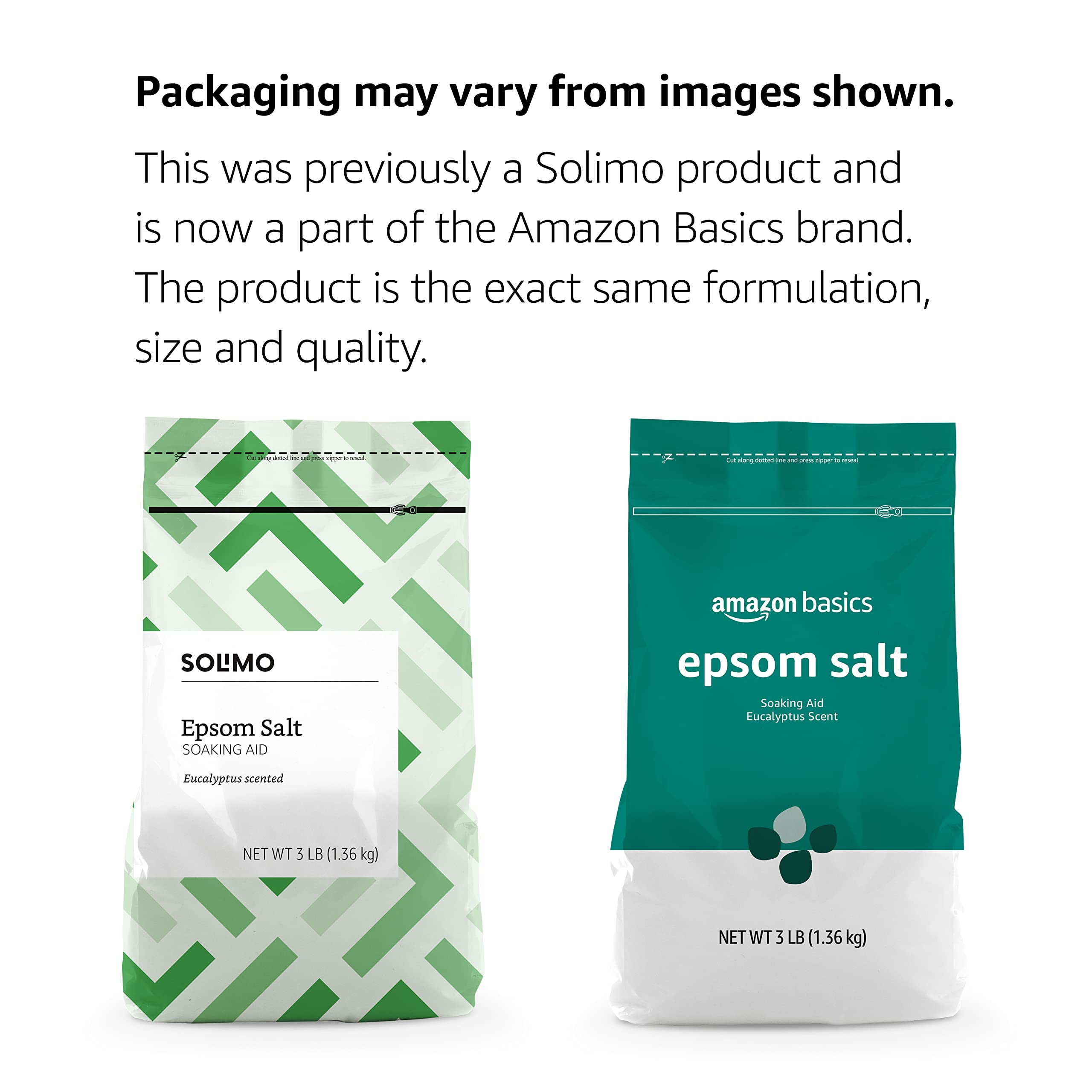 Amazon Basics Epsom Salt Soaking Aid, Eucalyptus Scented, 3 Pound (Pack of 6) (Previously Solimo)