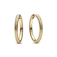 PANDORA 14K Gold Plated Alloy Snake Link Chain Charm Earrings Compatible with PANDORA Moments Charms 269532C00, Sterling silver, No Gemstone