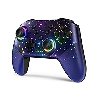 Switch Controller, LED Star Wireless Pro Controller Compatible with Switch/Lite/OLED, Multi-Platform Windows PC/IOS/Android Controller with 9 Colors RGB Light/Programmabele/Vibration/Turbo/Wakeup