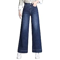 Andongnywell Women's Bell Bottom Pants High Waist Jeans Trousers Cropped Flared Denim Pants Trouser