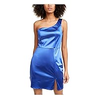 Womens Juniors Satin One Shoulder Party Dress