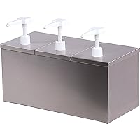 Carlisle FoodService Products Insulated Condiment Rail Condiment Center with 3 Pumps and Ice Packs for Gas Stations, Restaurants, And Fast Food, Stainless Steel, 15.88 x 7.38 x 11 Inches, Silver