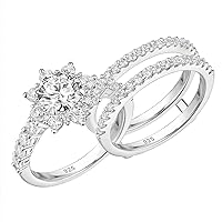 Newshe Jewellery AAAAA Wedding Ring Sets for Her Flower Engagement Rings for Women Sterling Silver Ring Enhancer Cz Size 5-10