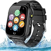 OVV Kids Waterproof Smart Watch Boys Girls Age 3-12 with 26 Game 1.44'' HD Touch Screen Music Player Camera Video Recorder 12/24 Hr Clock Pedometer Alarm Torch Calculator Children Learning Toys