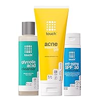 Glycolic Acid Face Wash, Acne Treatment Gel, and Anti-Aging SPF 30 Sunscreen Moisturizer