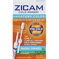 Zicam Cold Remedy Cold Shortening Medicated Nasal Swabs Zinc-Free 20ct