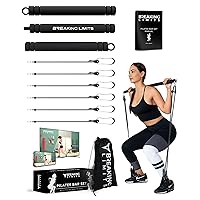 Pilates Bar Set - Length-Adjustable Exercise Bar with 6 Resistance Bands - Full Body Workout Gym Equipment for Home