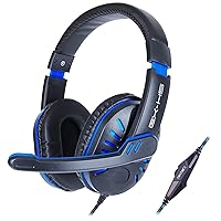 ENHANCE GX-H5 Gaming Headset with Microphone - Universal Gaming Headset for PS4, PS5, Xbox, PC, Switch with Adjustable Headband, Volume Controller, USB Sound-Isolating Earcups, Splitter Cable (Blue)
