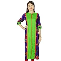 Ethnic Kurti Rayon Floral 3/4 Sleeve Bollywood Kurta Women Tunic Dress